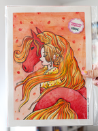 Cheval de feu, Nouvel An Lunaire 2026 | Aquarelle originale A4