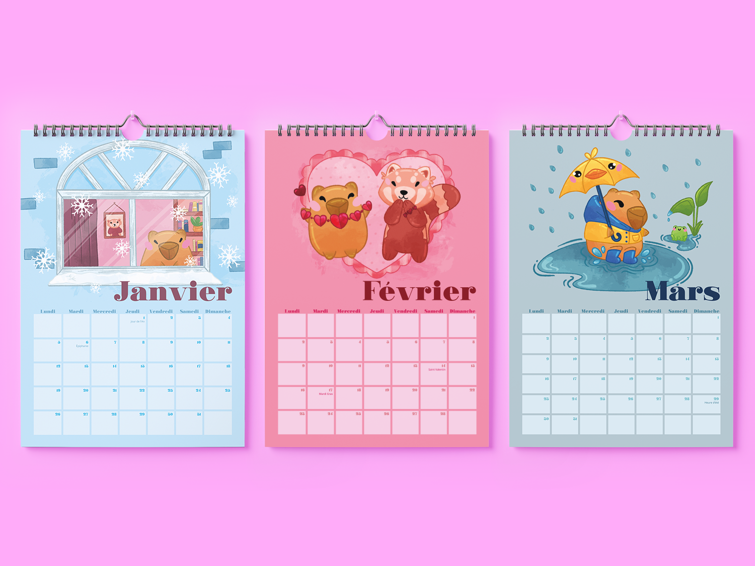 Carlos le Capybara | Calendrier 2026 FR
