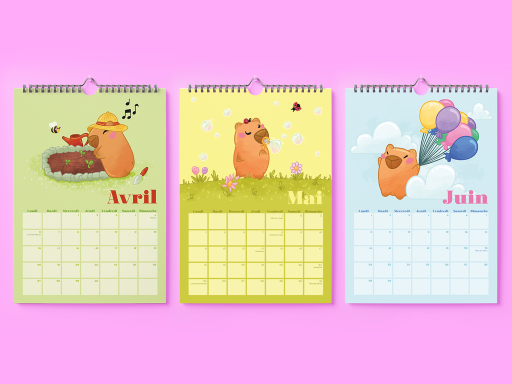 Carlos le Capybara | Calendrier 2026 FR