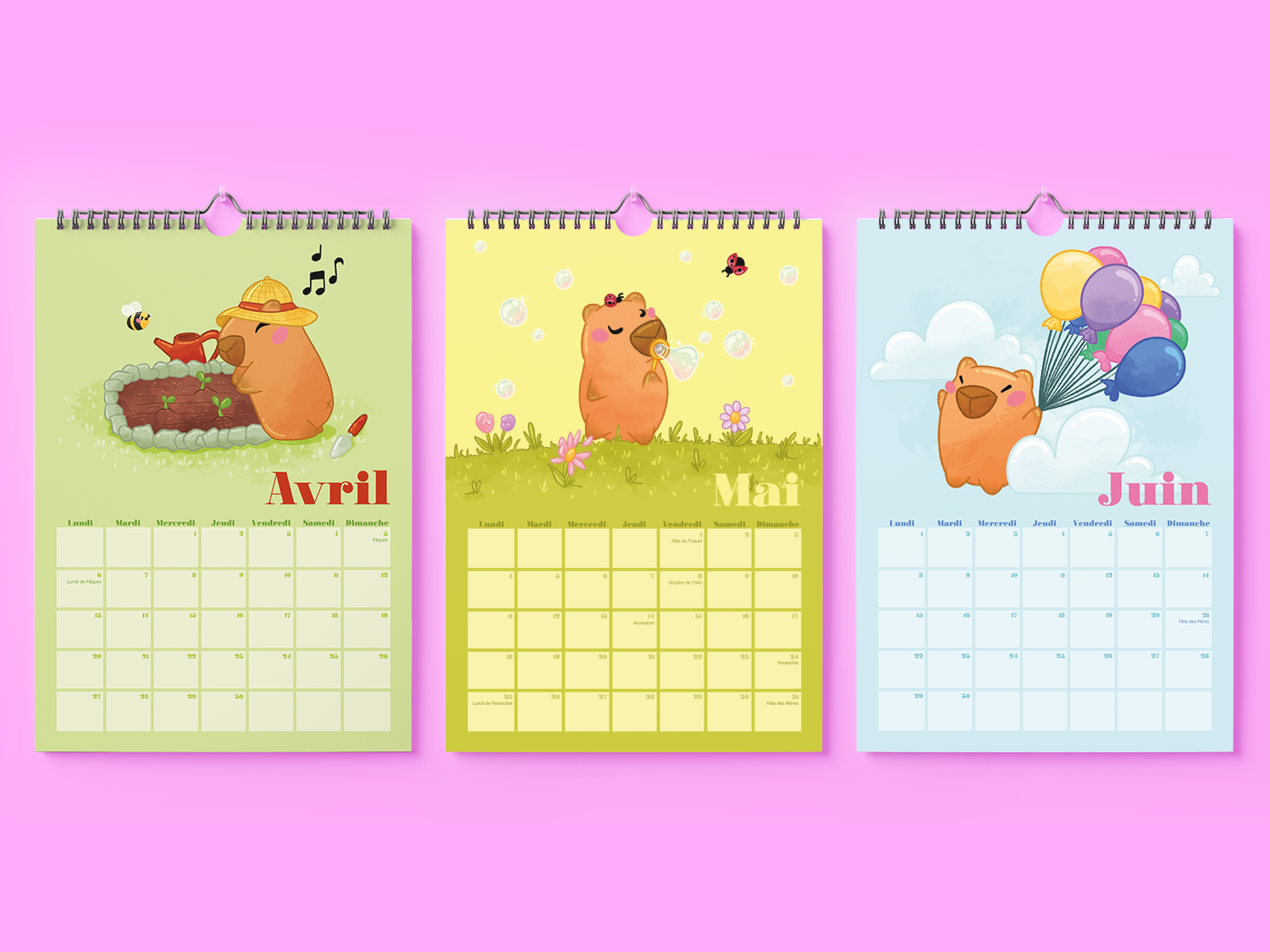 Carlos le Capybara | Calendrier 2026 FR
