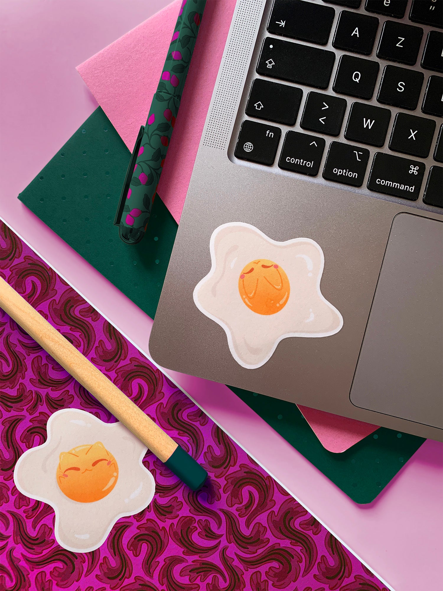 Chat et lapin mignons, oeuf au plat | Sticker