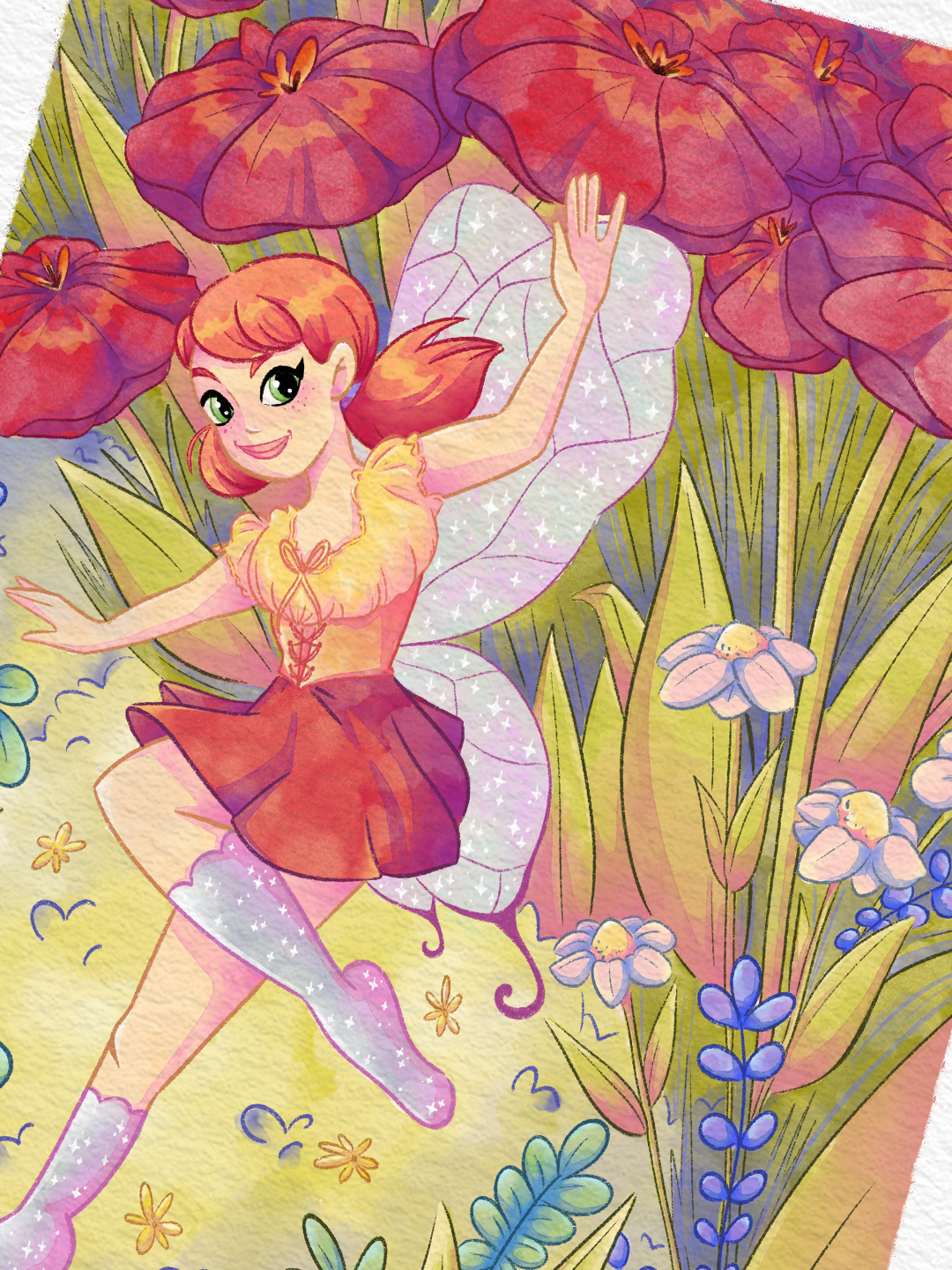 Le petit monde des coquelicots | Illustration A4