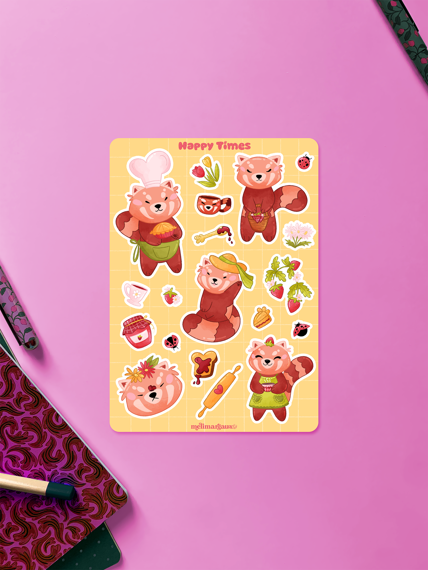Pam le panda roux, Happy Times | Stickersheet – Melimargaux Shop