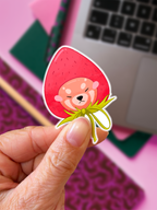 Pam le panda roux, chapeau fraise  | Sticker